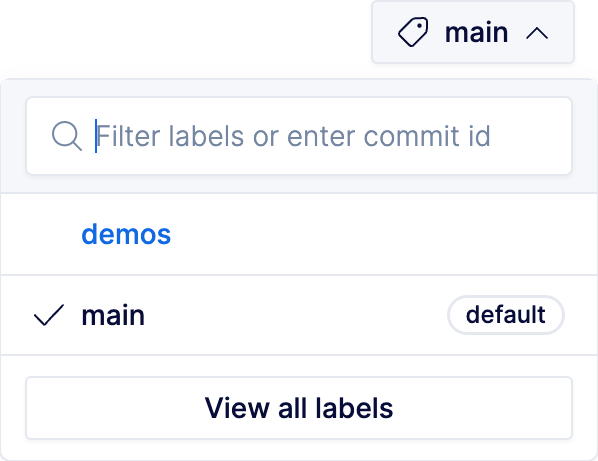 Screen shot of label dropdown