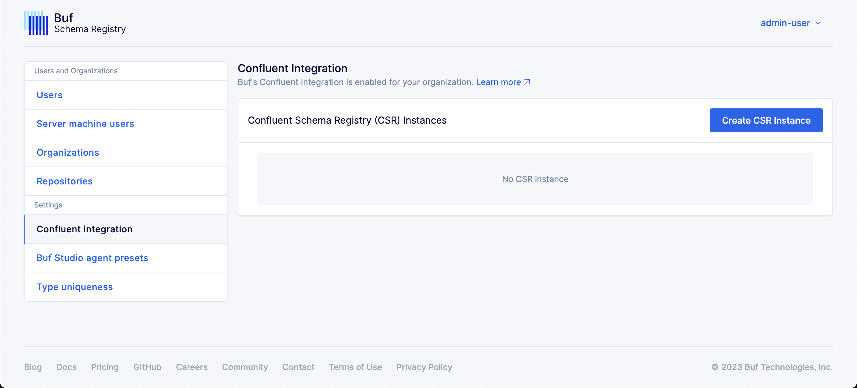 Confluent Schema Registry instance admin UI
