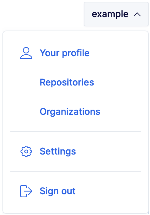 Screenshot of user dropdown