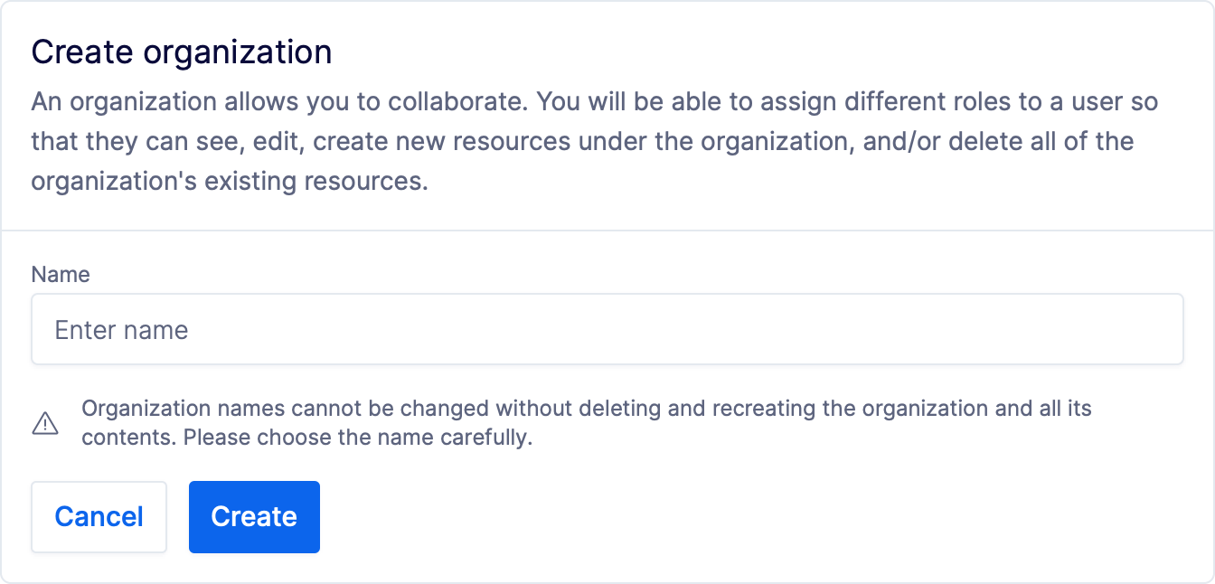 Create a new organization