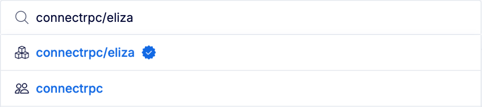 Screenshot of search dropdown